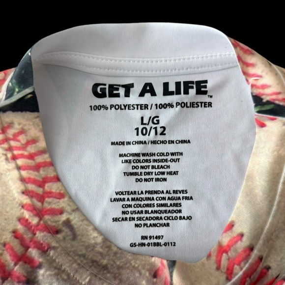 Vintage Baseball Size L (10-12) Athletic Short Sleeve Full Print Polyester Tee - Picture 3 of 3